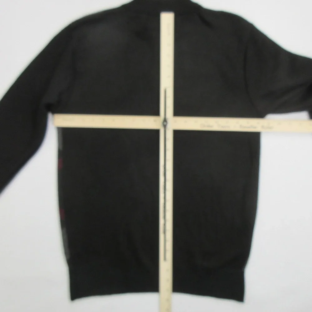 Studio by Omega Sweater M Pullover Quarter Zip Mock Neck Black Plaid Check